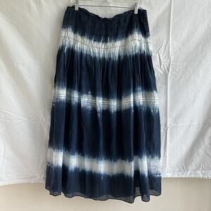 Johnny Was Amanda Bond Charlotte Maxi Skirt, tie dye blue and white, size M